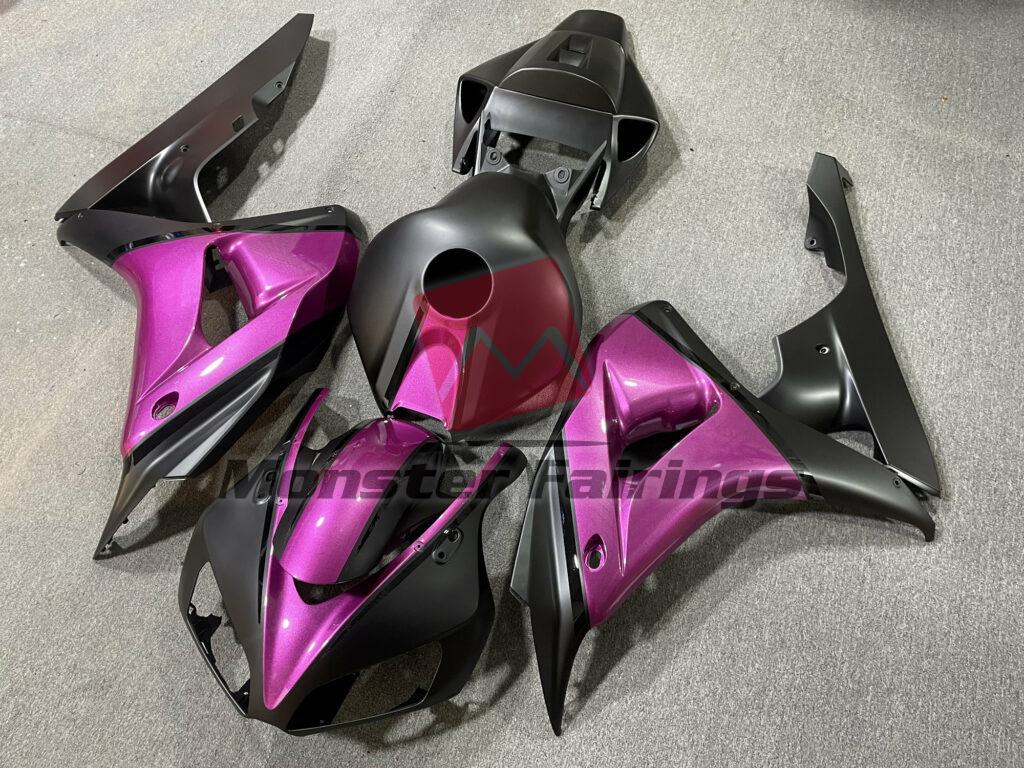 2006 - 2007 Honda CBR1000RR Matte Black & Pink fairing set - ABS injection, custom painted by Monster Fairings