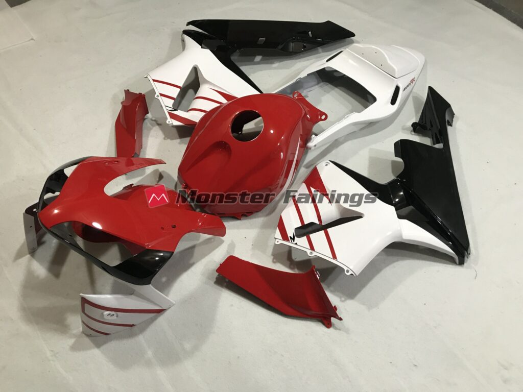 Honda CBR600RR custom ABS fairings 2003 - 2004 in Gloss Red & Matte White - durable replacement kit, Monster Fairings