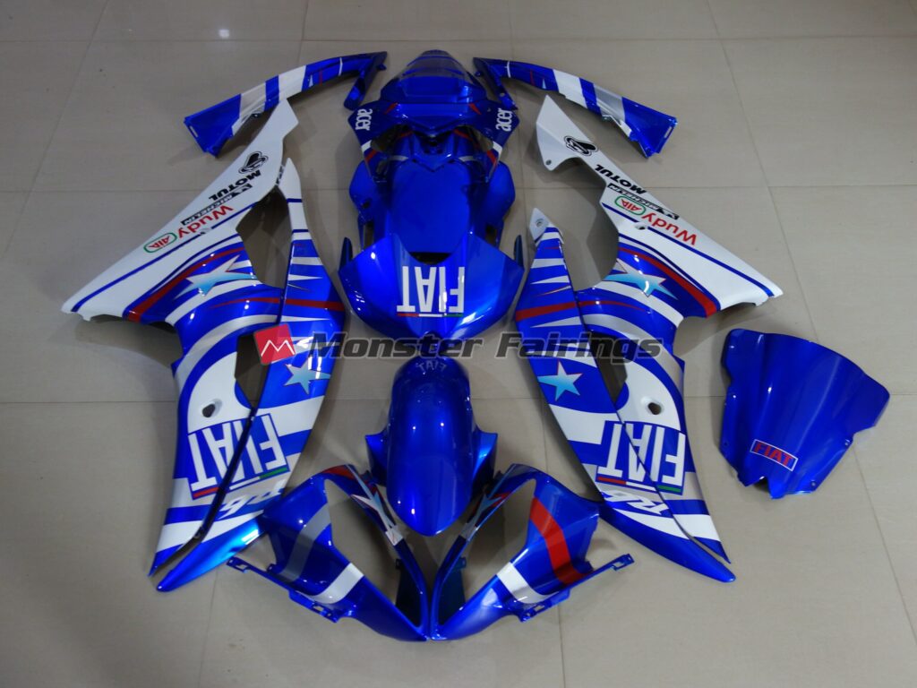 Yamaha R6 2008 - 2016 Gloss Blue Fiat ABS fairings - custom motorcycle bodywork kit by Monster Fairings