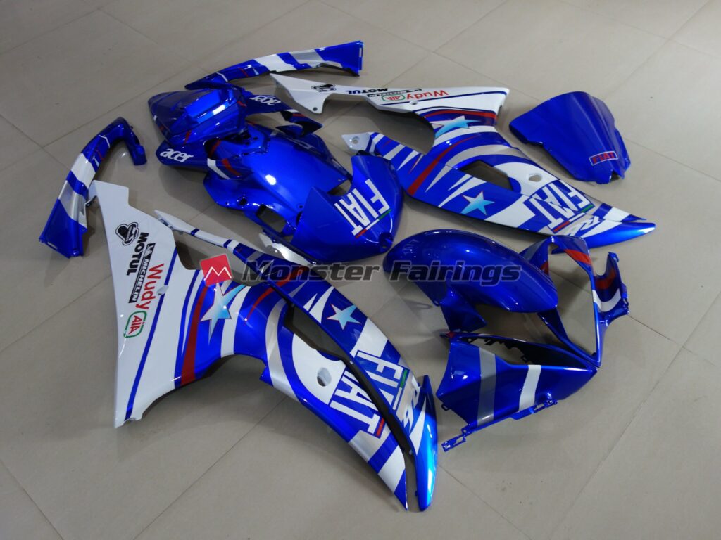Yamaha R6 custom ABS fairings 2008 - 2016 in Gloss Blue Fiat - durable replacement kit, Monster Fairings