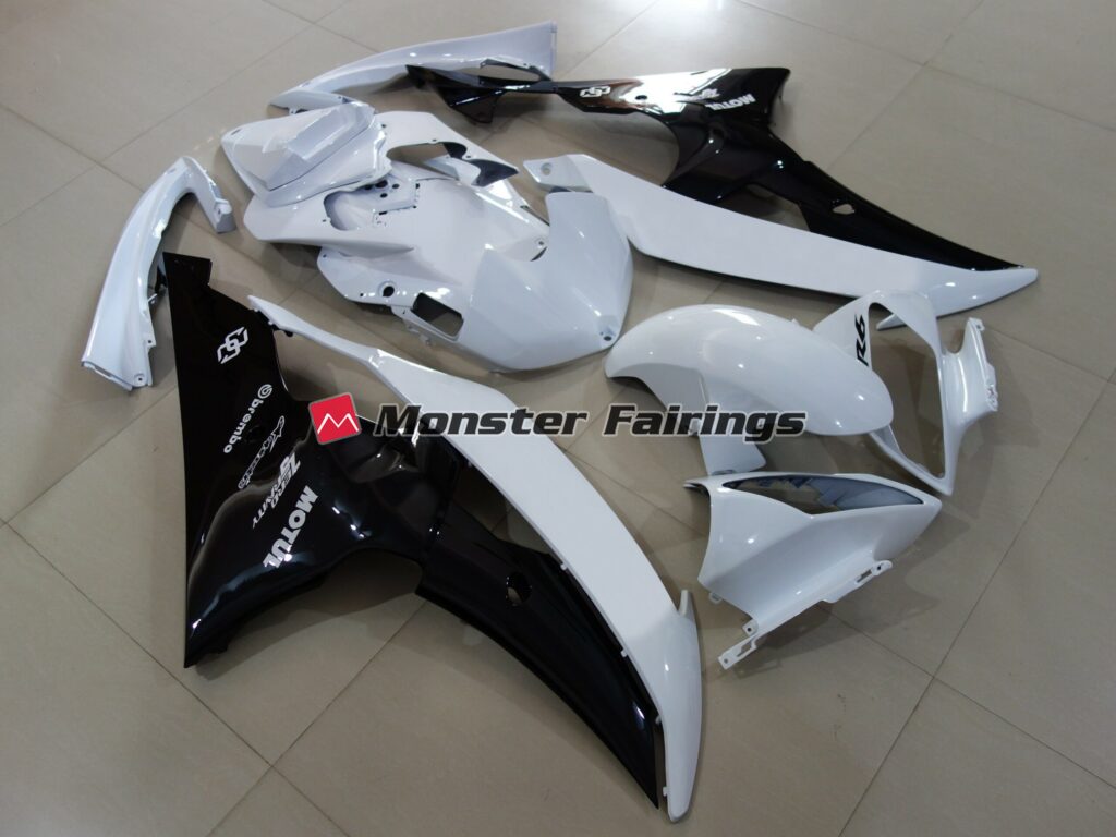 Gloss White Black ABS fairings for Yamaha R6 2008 - 2016 - premium OEM fit kit by Monster Fairings