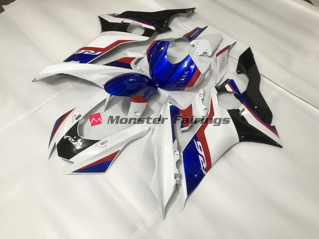Yamaha R6 custom ABS fairings 2017 - 2022 Gloss White and Deep Blue - durable replacement kit, Monster Fairings