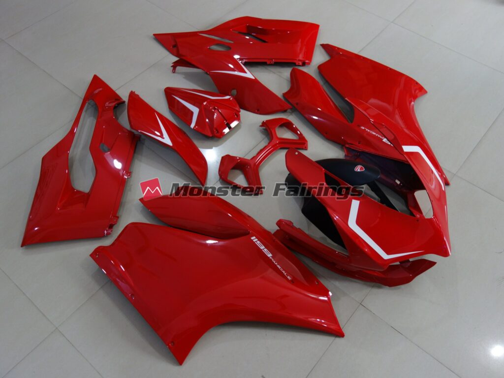 Gloss Red with White ABS fairings for Ducati 1199 - premium OEM fit kit by Monster Fairings