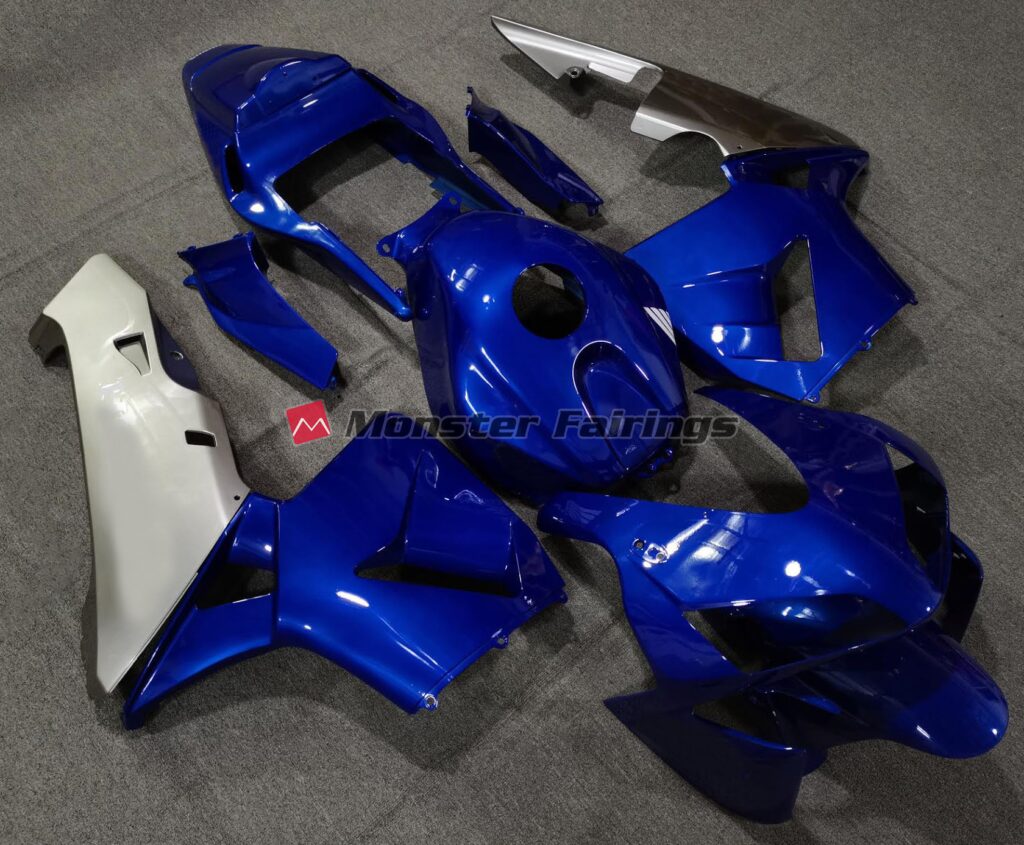 Honda CBR600RR custom ABS fairings 2003 - 2004 Deep Blue with Silver - durable replacement kit, Monster Fairings