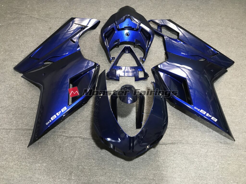 Ducati 848 1098 1198 2007 - 2012 Gloss Deep Blue ABS fairings - custom motorcycle bodywork kit by Monster Fairings