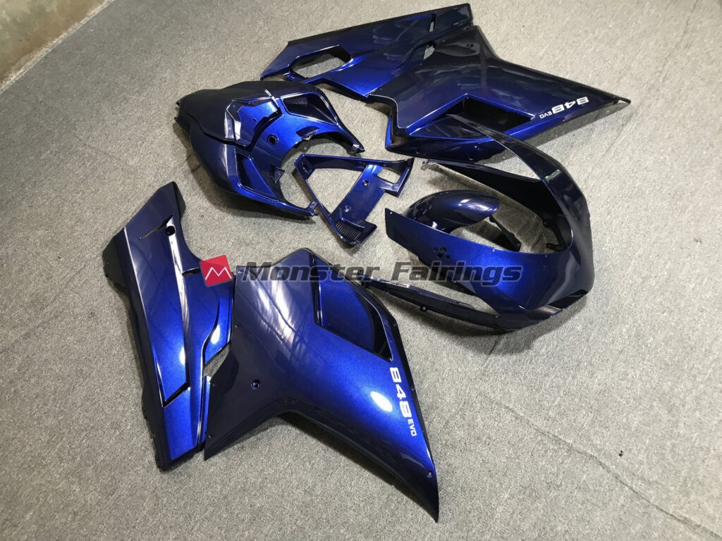 Ducati 848 1098 1198 custom ABS fairings 2007 - 2012 Gloss Deep Blue - durable replacement kit, Monster Fairings