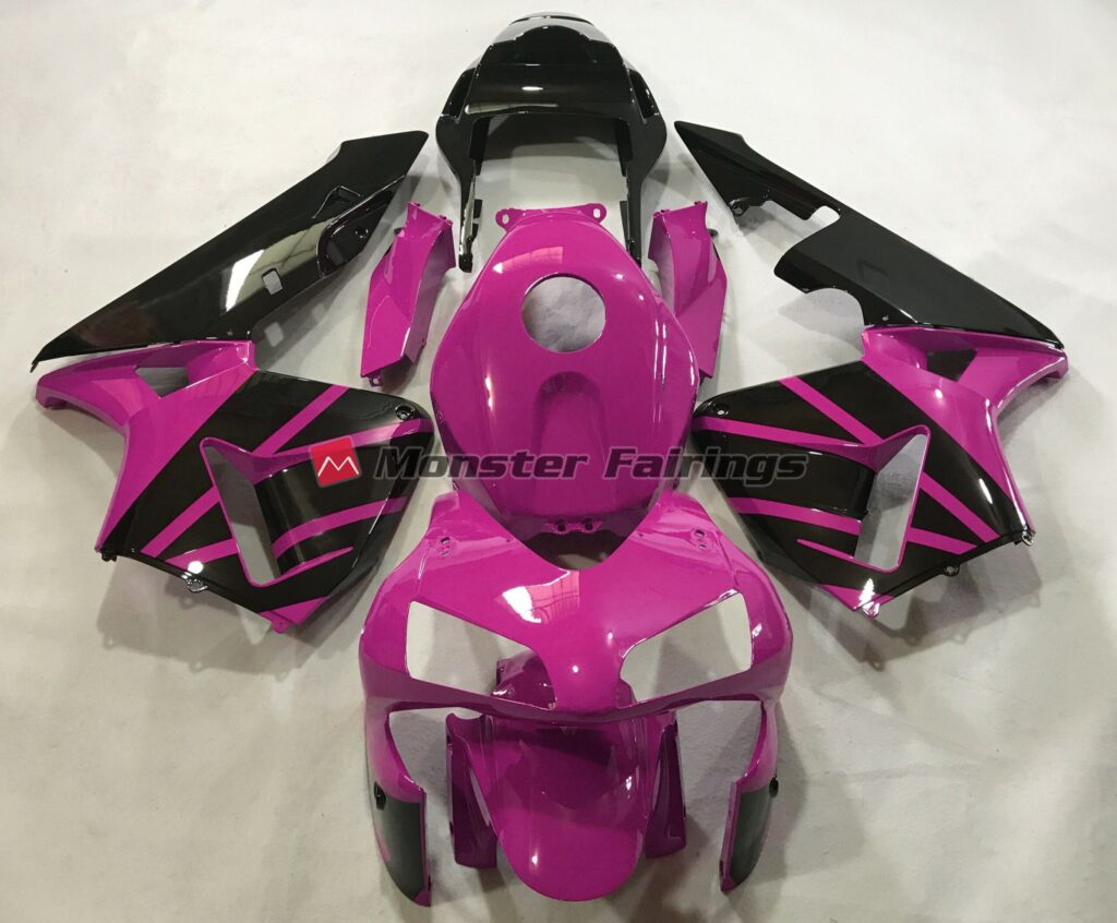 Honda CBR600RR 2003 - 2004 Hot Pink Gloss Black ABS fairings - custom motorcycle bodywork kit by Monster Fairings