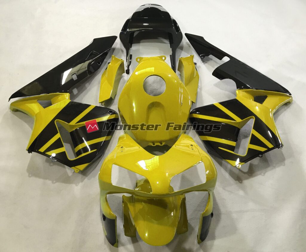 Honda CBR600RR 2003 - 2004 Mustard Yellow Gloss Black ABS fairings - custom motorcycle bodywork kit by Monster Fairings