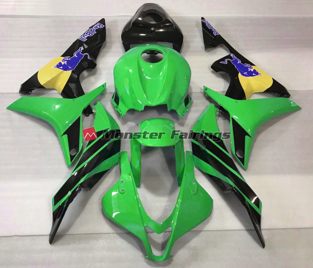 Honda CBR600RR 2007 - 2008 Green Blue Bull ABS fairings - custom motorcycle bodywork kit by Monster Fairings