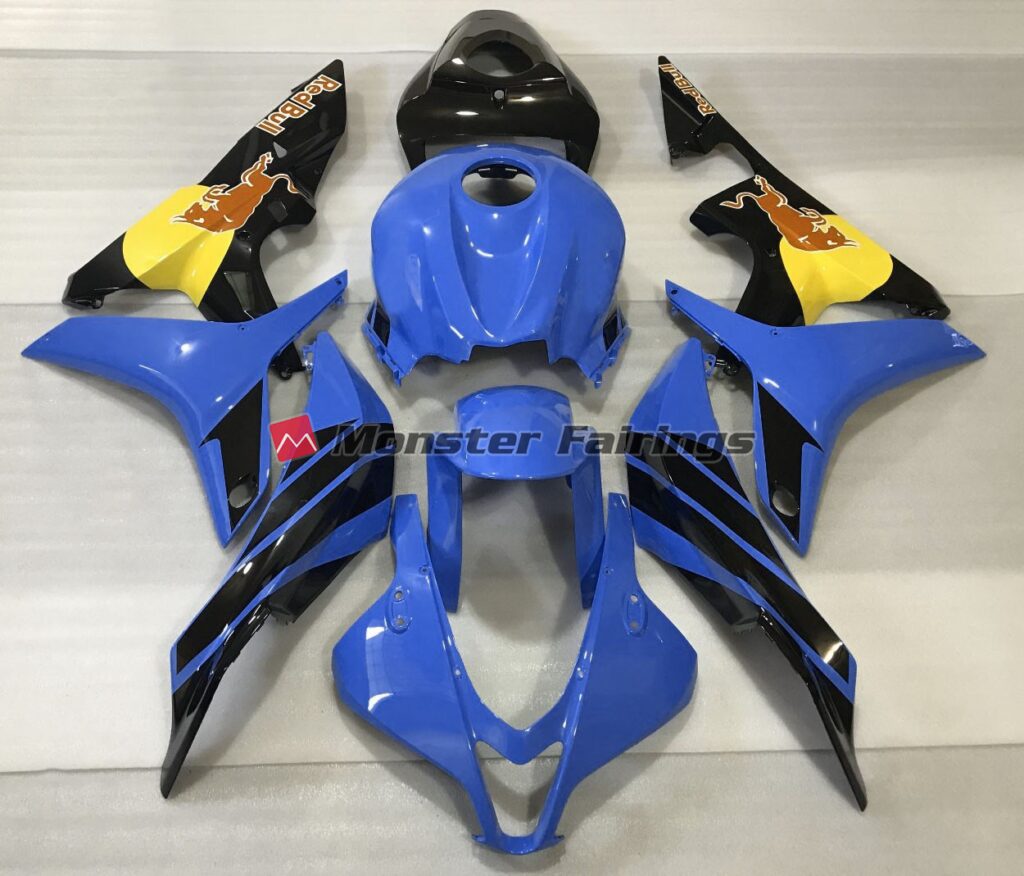 Honda CBR600RR 2007 - 2008 Blue Orange Bull ABS fairings - custom motorcycle bodywork kit by Monster Fairings