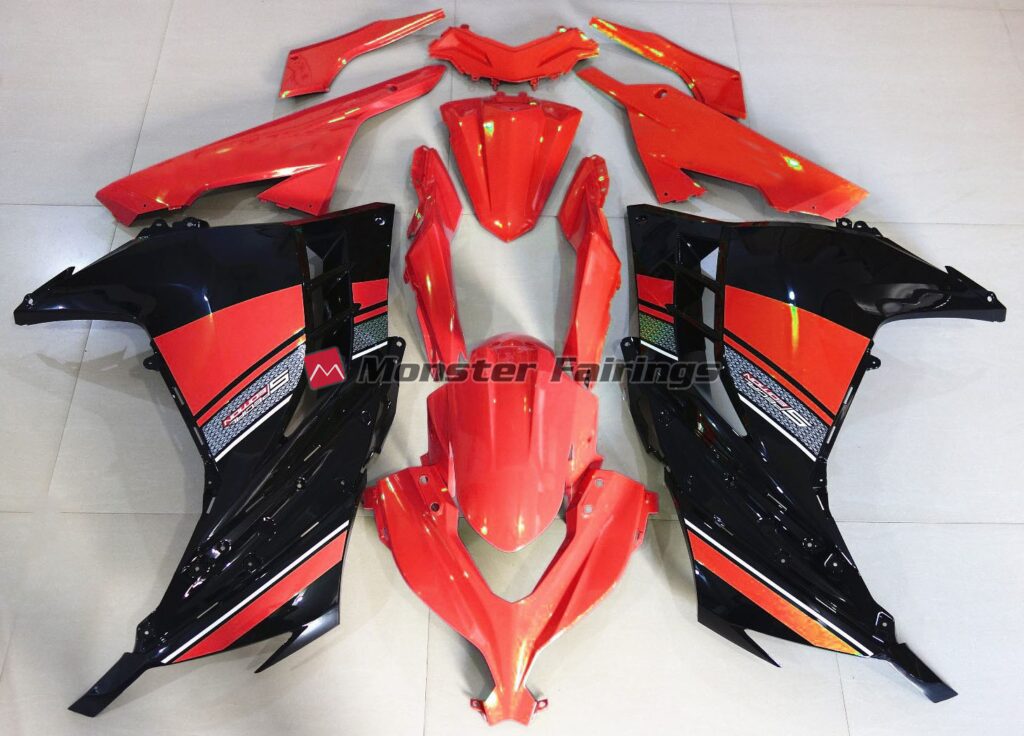 Kawasaki Ninja 300 2013 - 2022 Candy Red Black ABS fairings - custom motorcycle bodywork kit by Monster Fairings