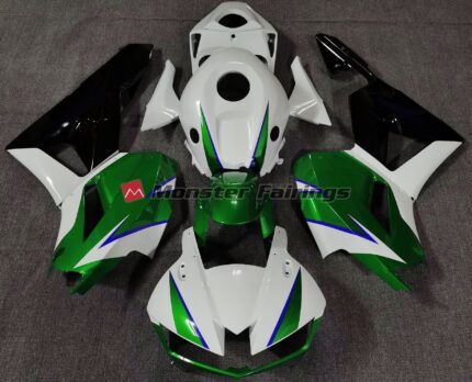Honda CBR600RR 2013 - 2025 Gloss Green White Blue ABS fairings - custom motorcycle bodywork kit by Monster Fairings