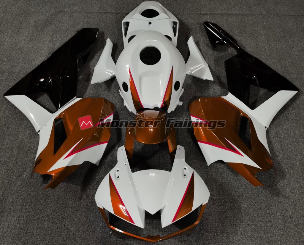 Honda CBR600RR 2013 - 2025 Gloss Orange White Red ABS fairings - custom motorcycle bodywork kit by Monster Fairings