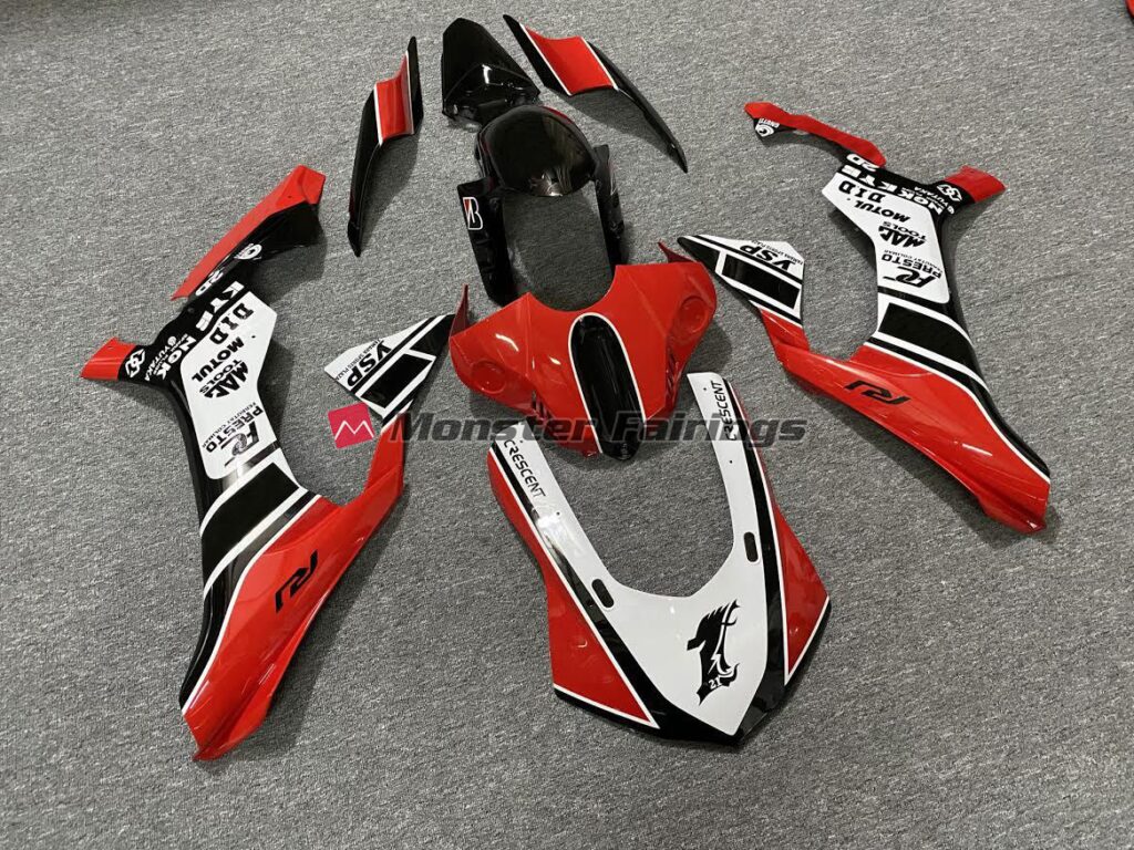 Gloss Red with White ABS fairings for Yamaha R1 2015 - 2019 - premium OEM fit kit by Monster Fairings