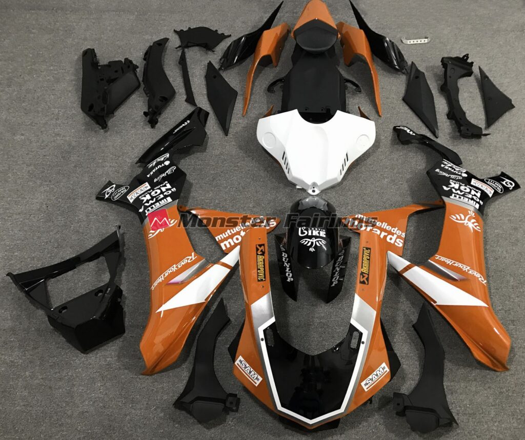 Yamaha R1 2015 - 2019 Gloss Orange Logo Style ABS fairings - custom motorcycle bodywork kit by Monster Fairings