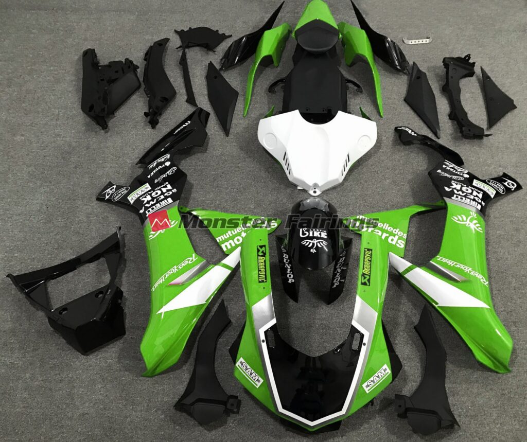 Yamaha R1 2015 - 2019 Gloss Green Logo Style ABS fairings - custom motorcycle bodywork kit by Monster Fairings