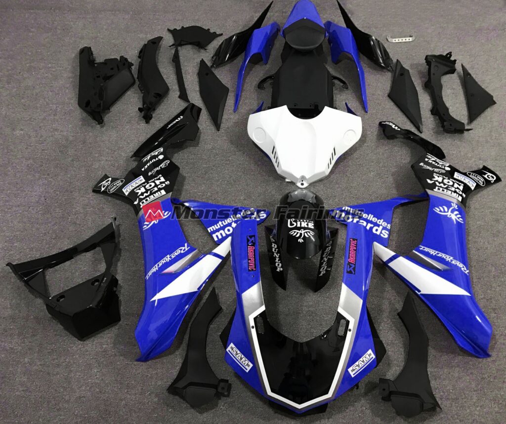 Yamaha R1 2015 - 2019 Gloss Blue Logo Style ABS fairings - custom motorcycle bodywork kit by Monster Fairings