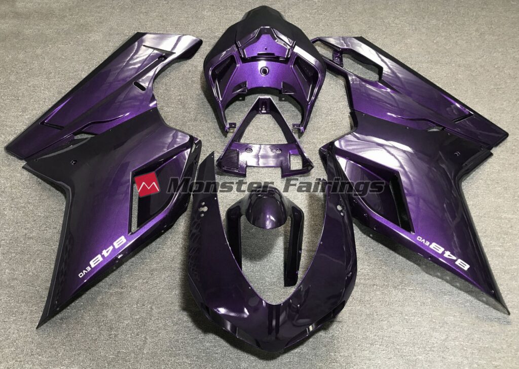 Ducati 848 1098 1198 2007 - 2012 Deep Purple ABS fairings - custom motorcycle bodywork kit by Monster Fairings