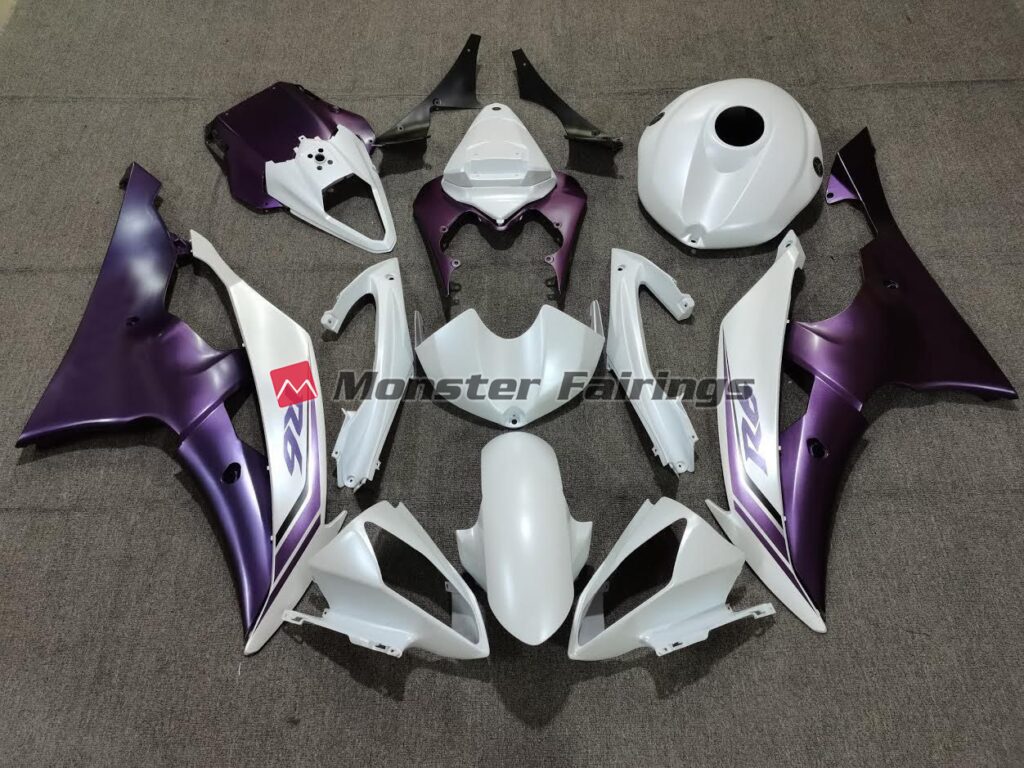 Yamaha R6 2008 - 2016 Matte White Purple ABS fairings - custom motorcycle bodywork kit by Monster Fairings