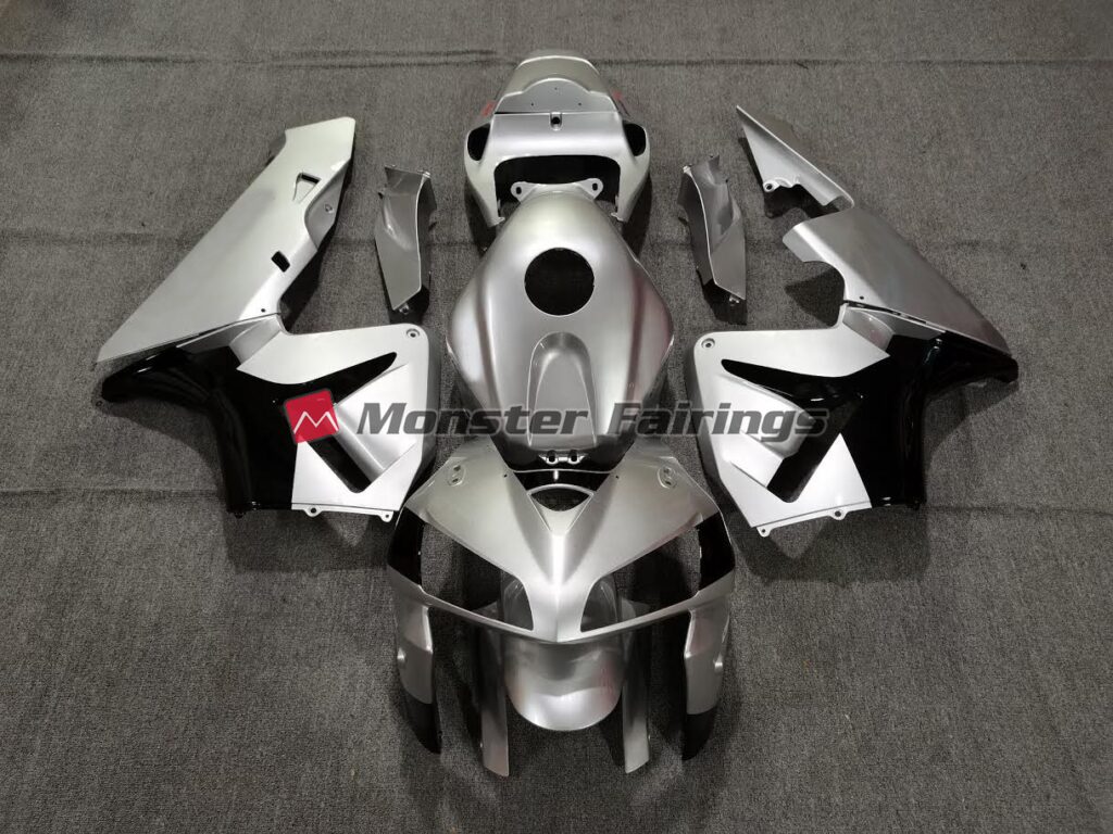 Honda CBR600RR 2005 - 2006 Matte Silver Black ABS fairings - custom motorcycle bodywork kit by Monster Fairings