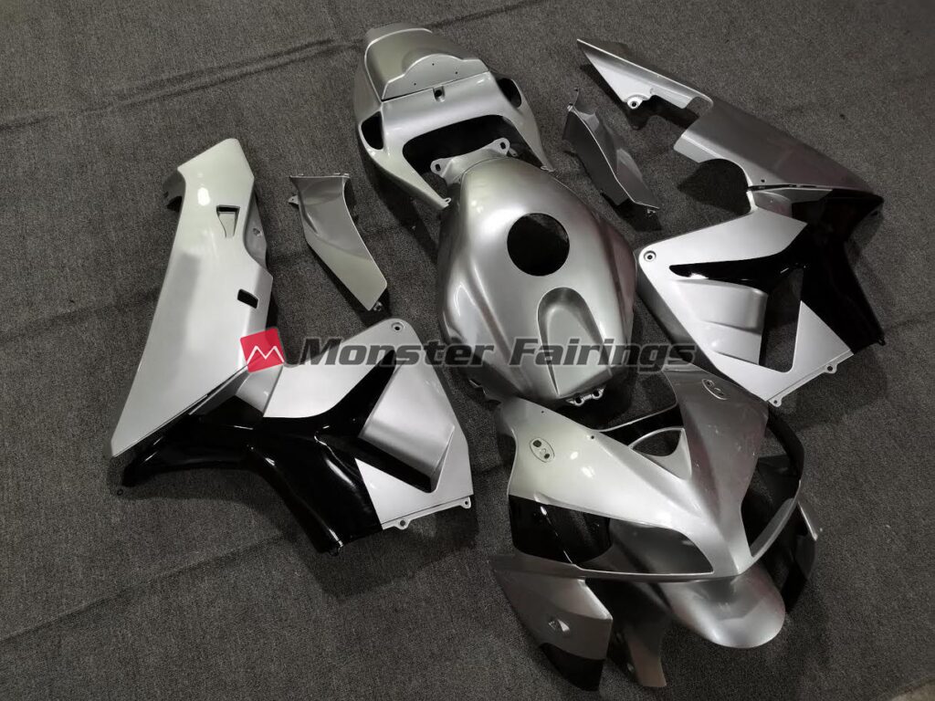 Honda CBR600RR custom ABS fairings 2005 - 2006 in Matte Silver Black - durable replacement kit, Monster Fairings