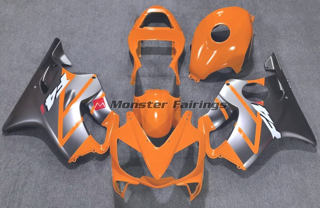 Honda CBR600 F4i 2001 - 2003 Orange Matte Silver ABS fairings - custom motorcycle bodywork kit by Monster Fairings