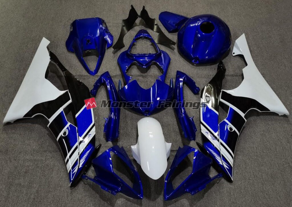 Yamaha R6 2008 - 2016 Dark Blue White Custom ABS fairings - custom motorcycle bodywork kit by Monster Fairings