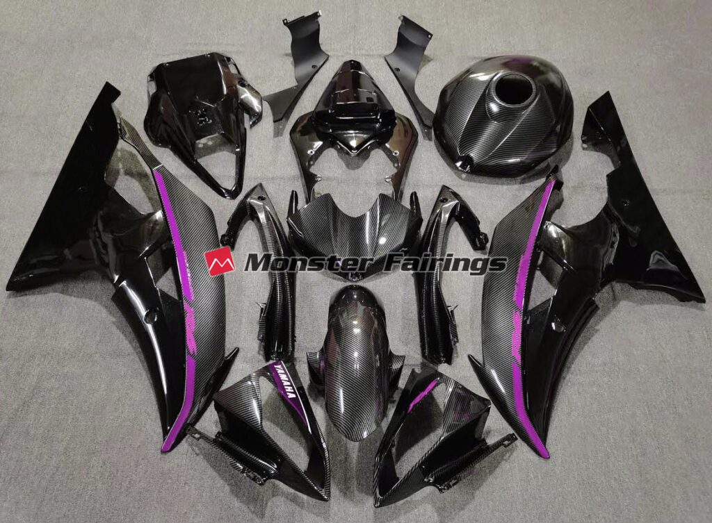 Yamaha R6 2008 - 2016 Carbon Fiber Style Purple ABS fairings - custom motorcycle bodywork kit by Monster Fairings