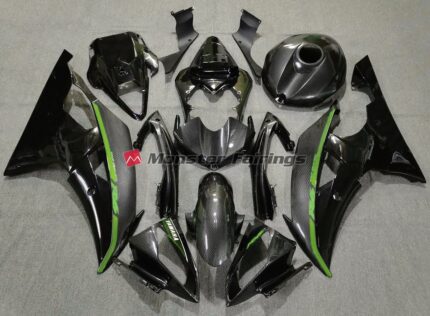 Yamaha R6 2008 - 2016 Carbon Fiber Style Green ABS fairings - custom motorcycle bodywork kit by Monster Fairings