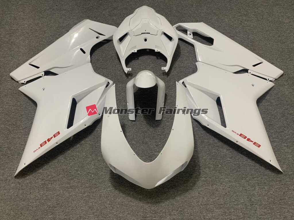 Ducati 848 1098 1198 2007 - 2012 Gloss White ABS fairings - custom motorcycle bodywork kit by Monster Fairings