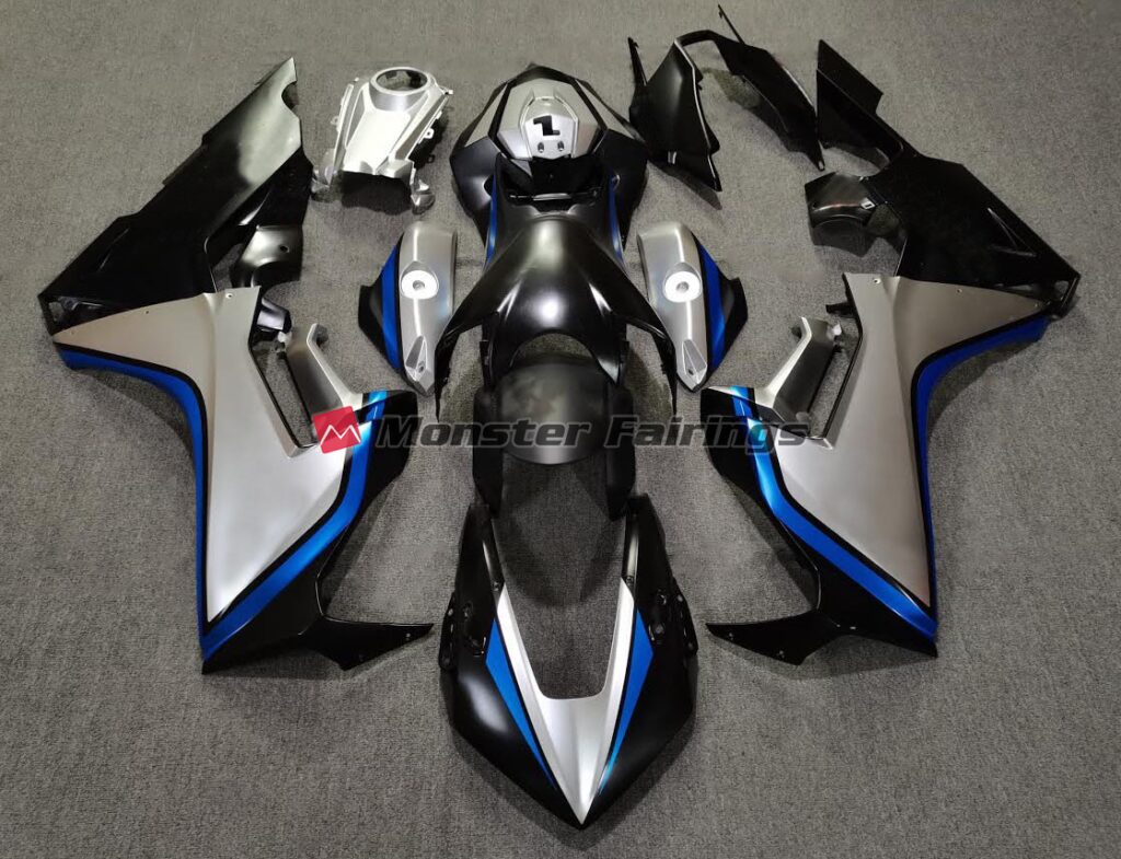 Honda CBR1000RR 2017 - 2025 Silver Black Blue ABS fairings - custom motorcycle bodywork kit by Monster Fairings