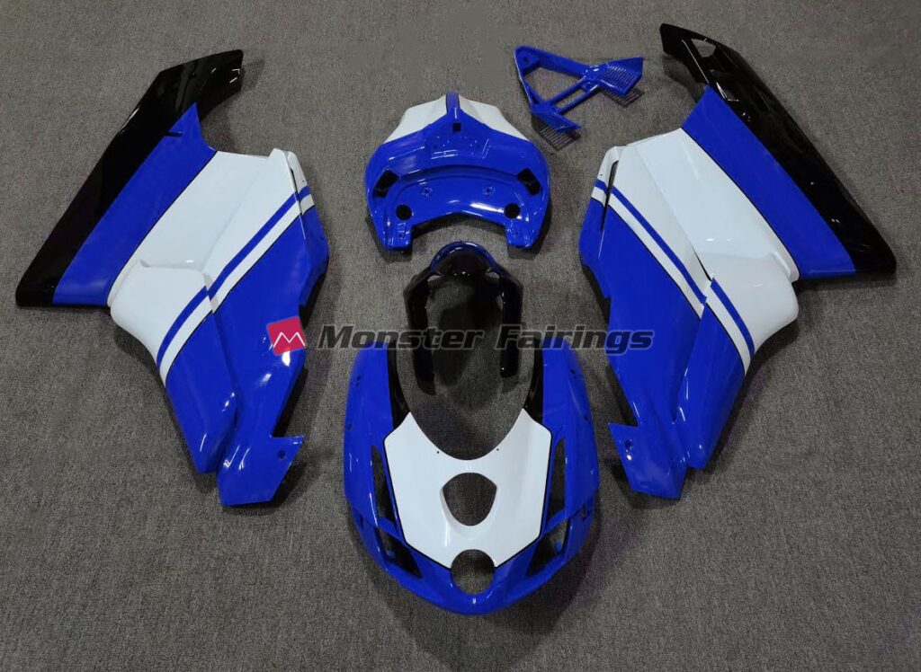 Ducati 749 999 2003 - 2004 Gloss Blue White ABS fairings - custom motorcycle bodywork kit by Monster Fairings