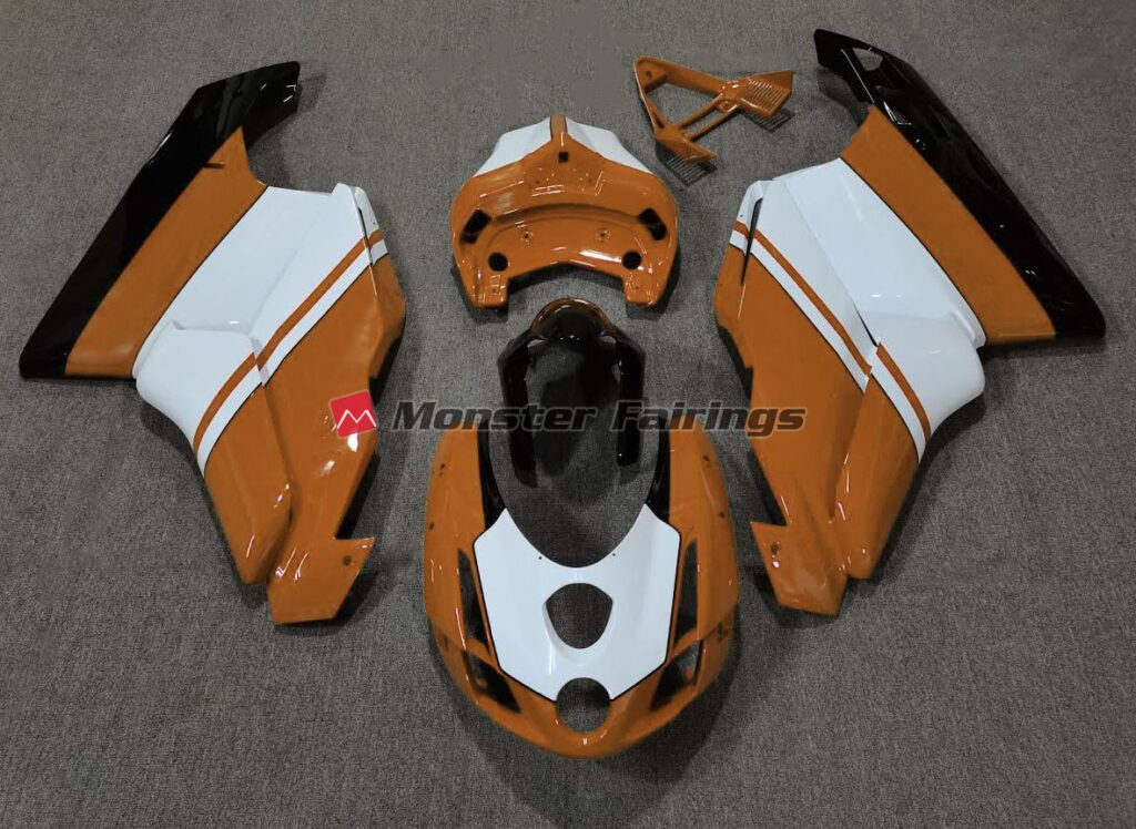 Ducati 749 999 2003 - 2004 Gloss Orange White ABS fairings - custom motorcycle bodywork kit by Monster Fairings
