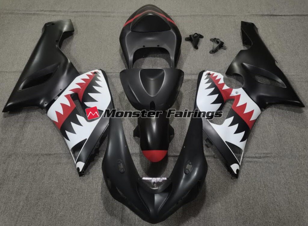 Kawasaki ZX6R 2005 - 2006 Black Shark ABS fairings - custom motorcycle bodywork kit by Monster Fairings
