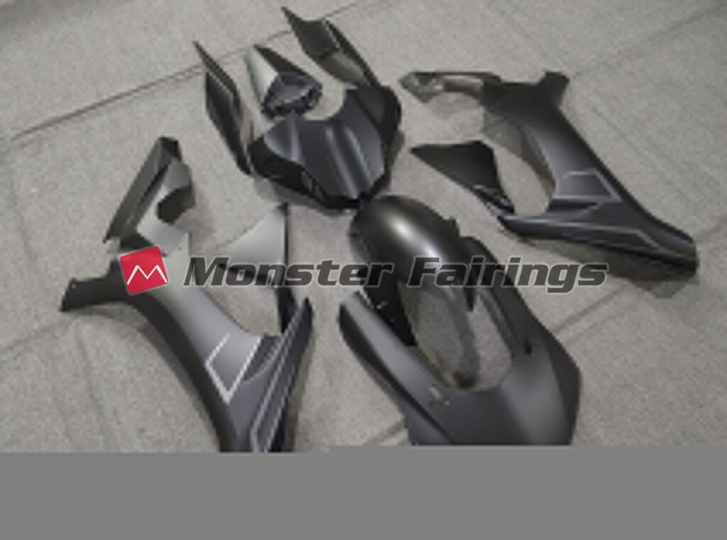 2015 - 2019 Yamaha R1 Matte Black Custom Logos fairing set - ABS injection, custom painted by Monster Fairings