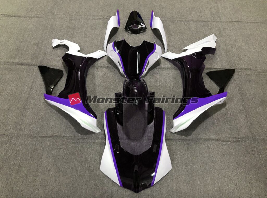 Yamaha R1 2015 - 2019 Purple Black White ABS fairings - custom motorcycle bodywork kit by Monster Fairings