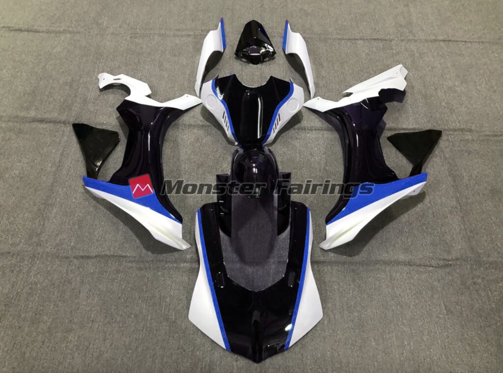 Yamaha R1 2015 - 2019 Blue Black White ABS fairings - custom motorcycle bodywork kit by Monster Fairings