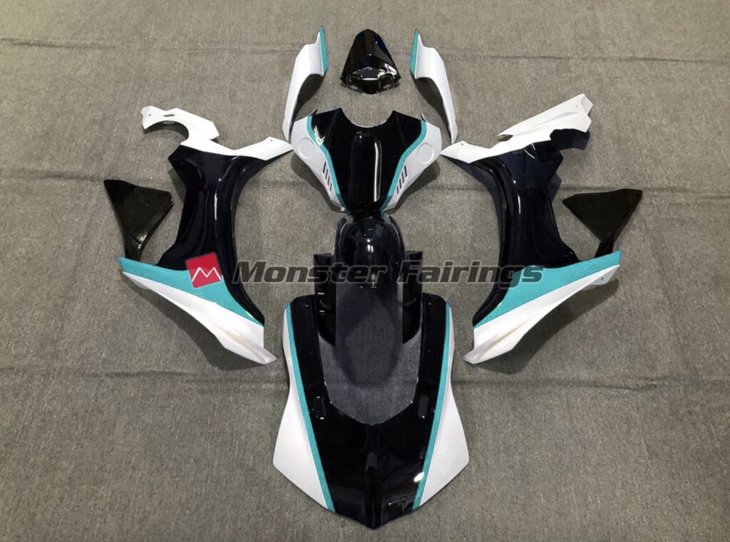 Yamaha R1 2015 - 2019 Sky Blue Black White ABS fairings - custom motorcycle bodywork kit by Monster Fairings