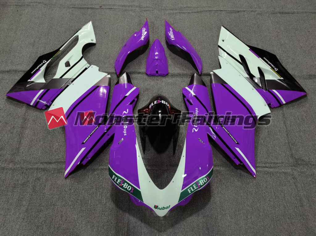 Ducati 959 Gloss Purple & White ABS fairings - custom motorcycle bodywork kit by Monster Fairings