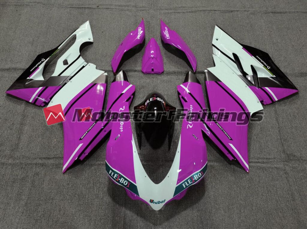 Ducati 959 Gloss Pink & White ABS fairings - custom motorcycle bodywork kit by Monster Fairings