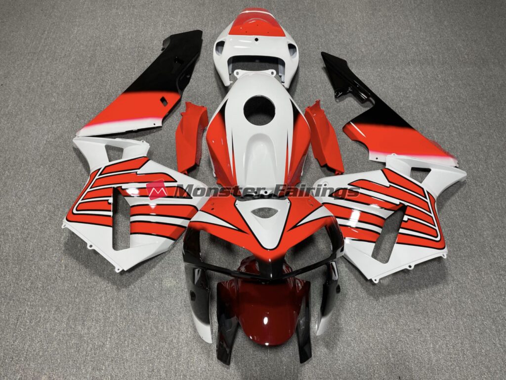 Honda CBR600RR 2005 - 2006 Gloss Orange & White Black ABS fairings - custom motorcycle bodywork kit by Monster Fairings