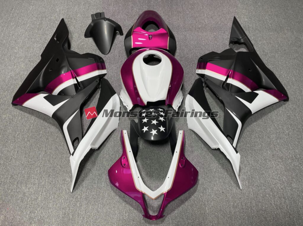 Honda CBR600RR 2009 - 2012 Matte Black Pink Star ABS fairings - custom motorcycle bodywork kit by Monster Fairings