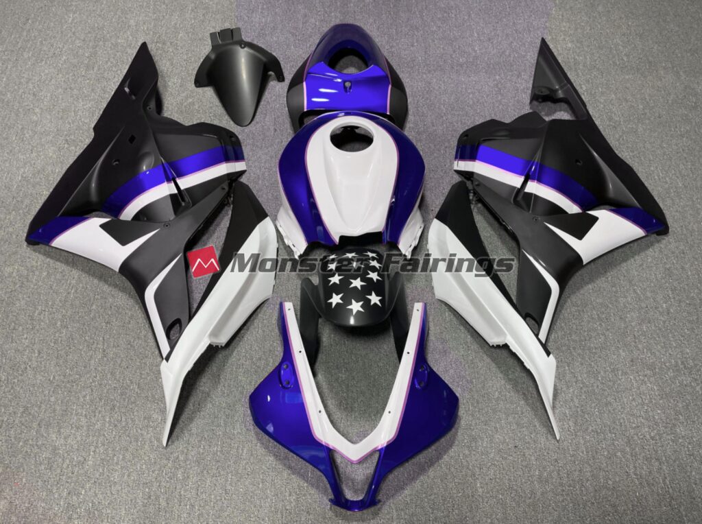 Honda CBR600RR 2009 - 2012 Matte Black Dark Blue Star ABS fairings - custom motorcycle bodywork kit by Monster Fairings