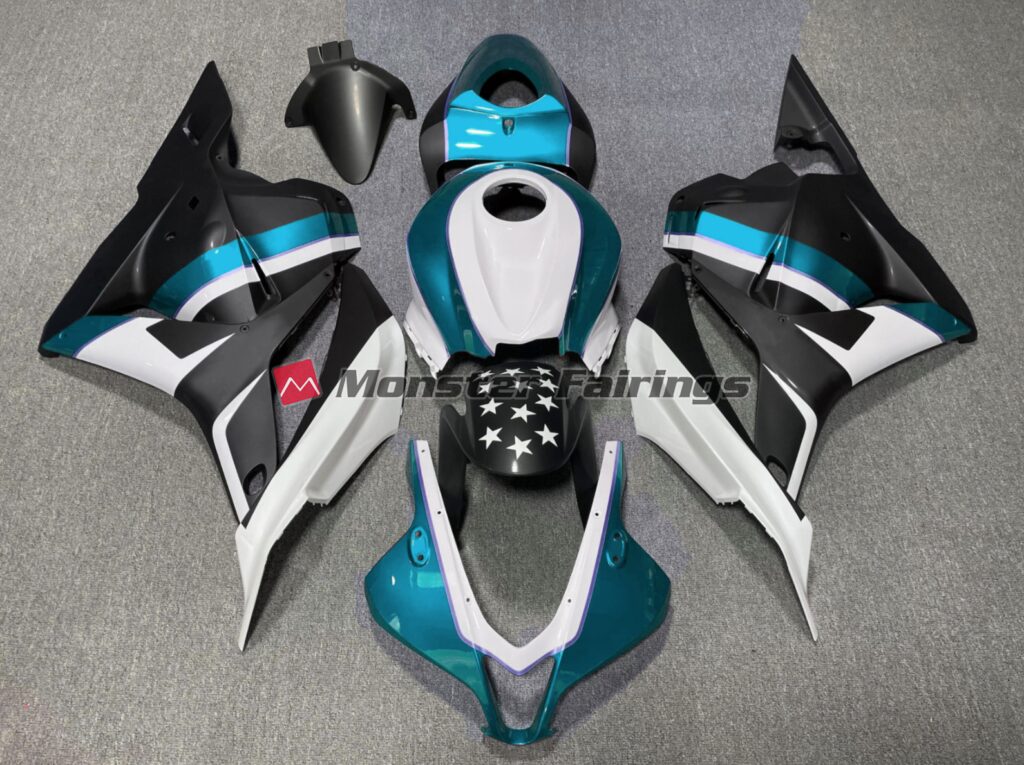 Honda CBR600RR 2009 - 2012 Matte Black Light Blue Star ABS fairings - custom motorcycle bodywork kit by Monster Fairings