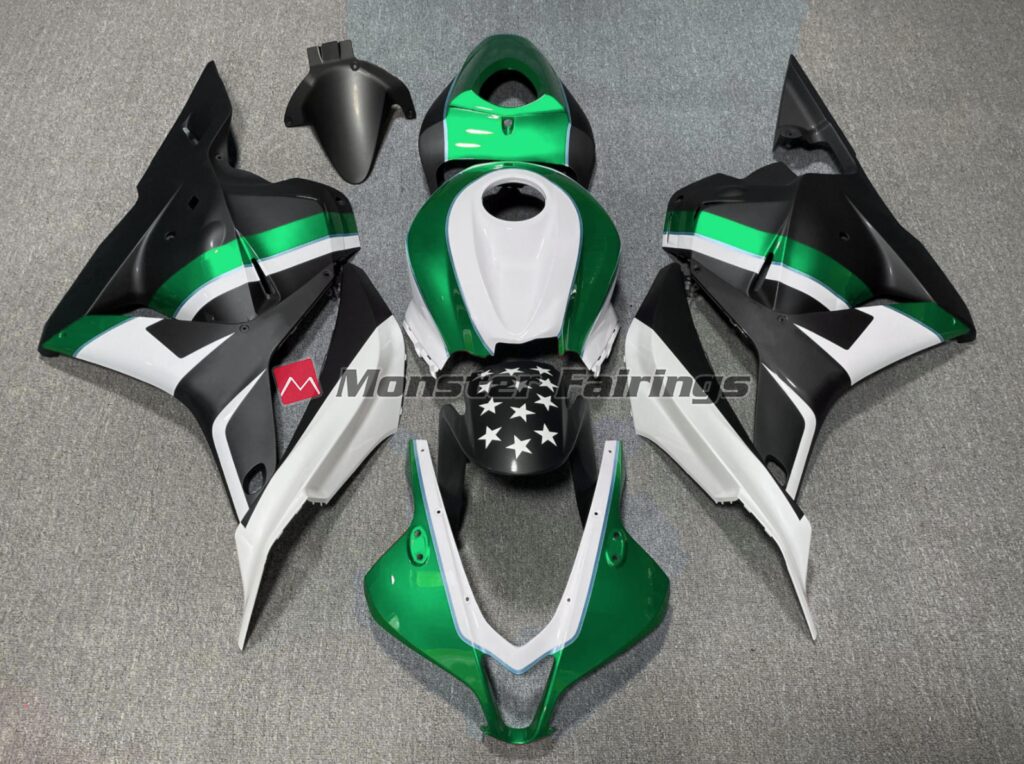 Honda CBR600RR 2009 - 2012 Matte Black Green Star ABS fairings - custom motorcycle bodywork kit by Monster Fairings