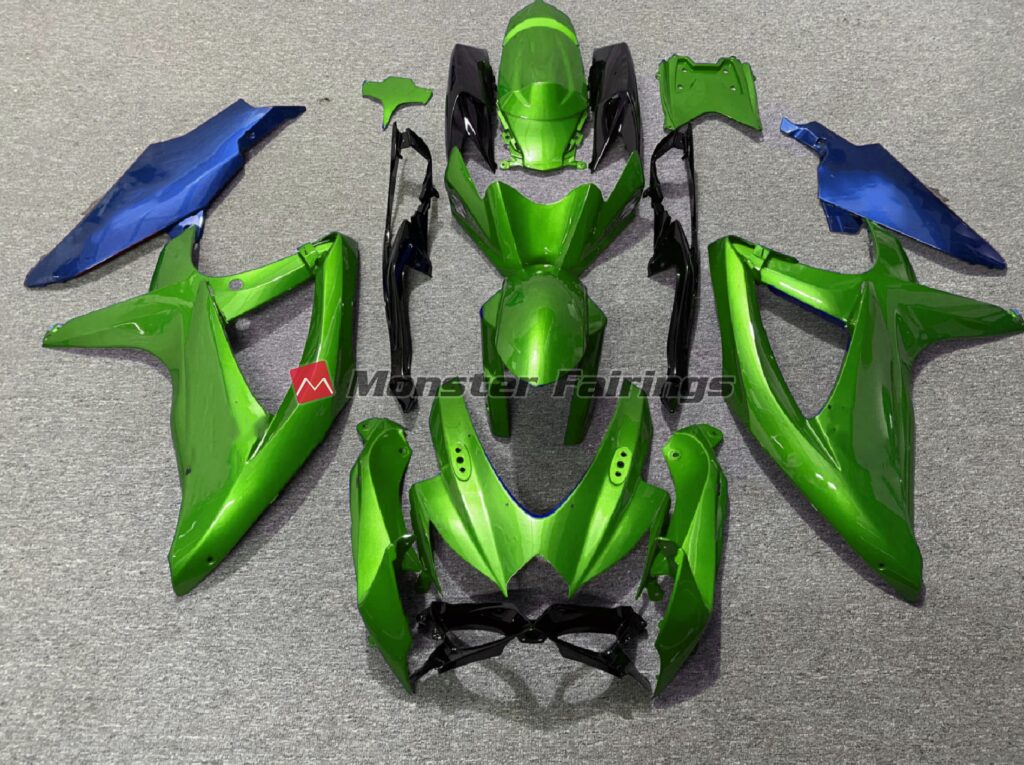 Suzuki GSXR 600 - 750 2008 - 2010 Green Blue ABS fairings - custom motorcycle bodywork kit by Monster Fairings