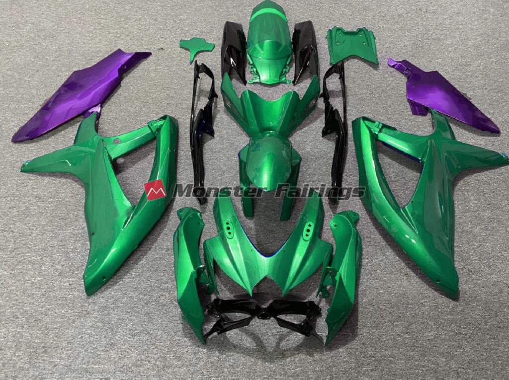 Suzuki GSXR 600 - 750 2008 - 2010 Green Purple ABS fairings - custom motorcycle bodywork kit by Monster Fairings