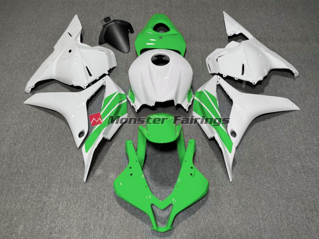 Honda CBR600RR 2009 - 2012 Green White Side Stripe ABS fairings - custom motorcycle bodywork kit by Monster Fairings
