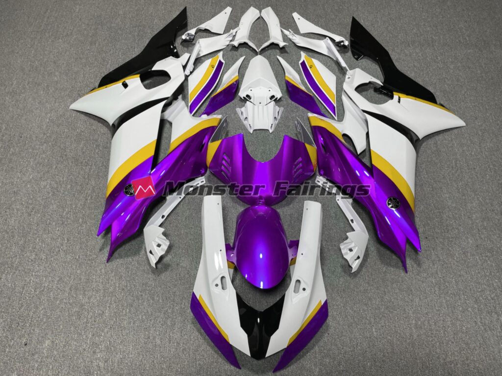 Yamaha R6 2017 - 2022 Purple Yellow Gloss ABS fairings - custom motorcycle bodywork kit by Monster Fairings