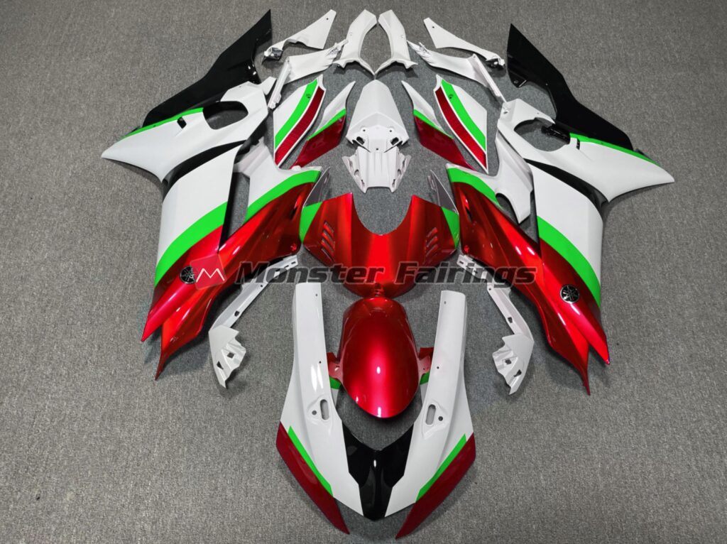 Yamaha R6 2017 - 2022 Red Green Gloss ABS fairings - custom motorcycle bodywork kit by Monster Fairings